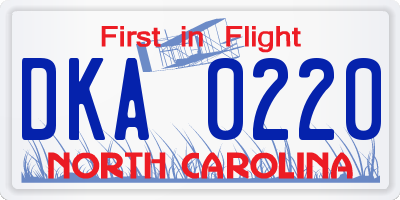 NC license plate DKA0220