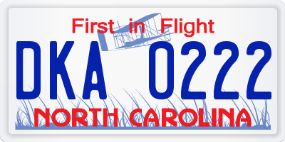 NC license plate DKA0222