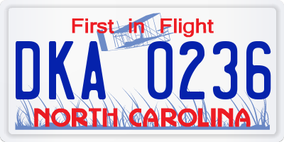 NC license plate DKA0236