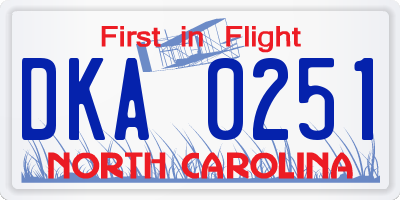 NC license plate DKA0251