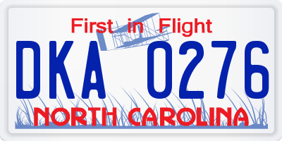 NC license plate DKA0276