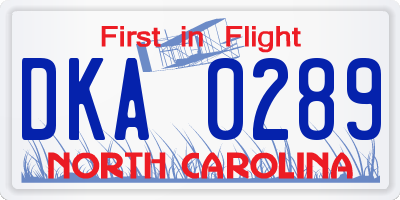 NC license plate DKA0289