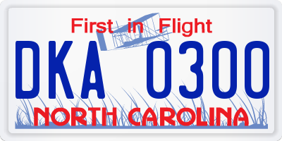 NC license plate DKA0300