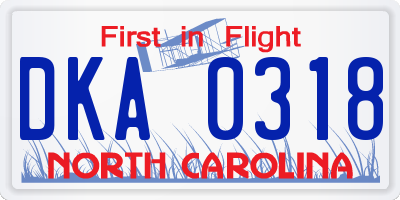 NC license plate DKA0318