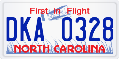 NC license plate DKA0328