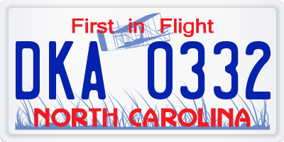 NC license plate DKA0332