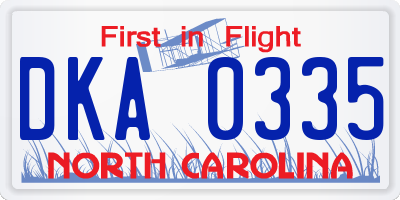 NC license plate DKA0335