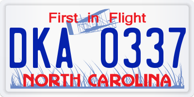NC license plate DKA0337