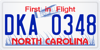 NC license plate DKA0348