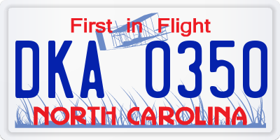 NC license plate DKA0350