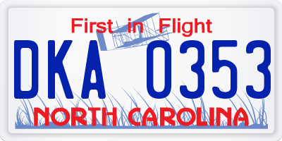 NC license plate DKA0353