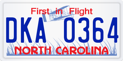 NC license plate DKA0364