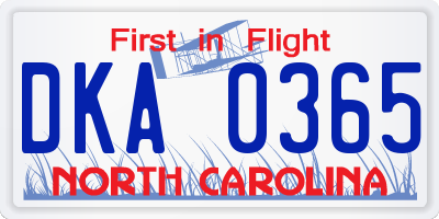 NC license plate DKA0365