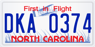 NC license plate DKA0374