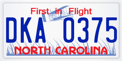 NC license plate DKA0375