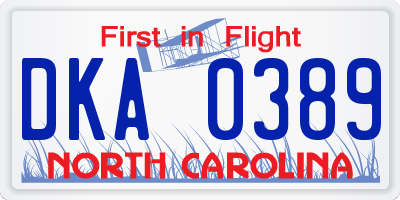 NC license plate DKA0389