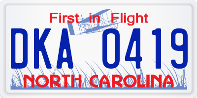 NC license plate DKA0419