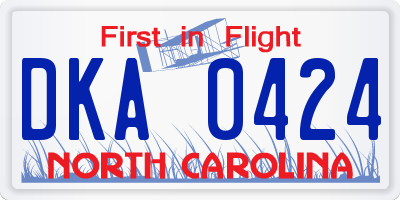 NC license plate DKA0424