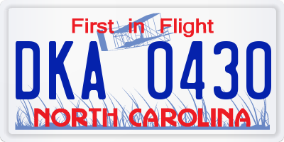NC license plate DKA0430