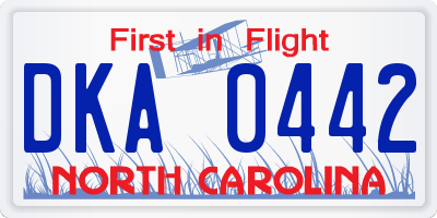 NC license plate DKA0442