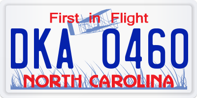 NC license plate DKA0460