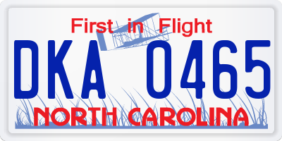 NC license plate DKA0465