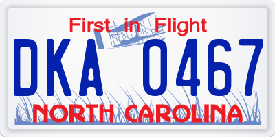 NC license plate DKA0467