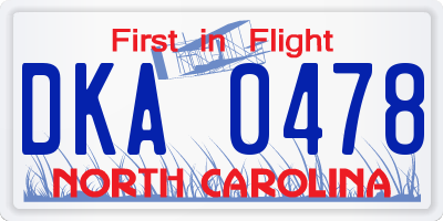 NC license plate DKA0478