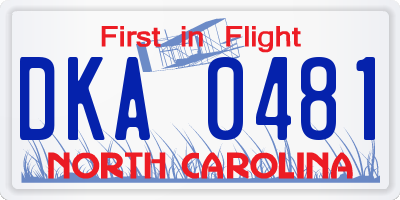 NC license plate DKA0481