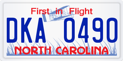 NC license plate DKA0490
