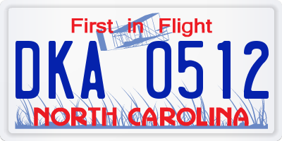 NC license plate DKA0512