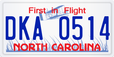 NC license plate DKA0514
