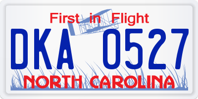 NC license plate DKA0527