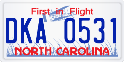 NC license plate DKA0531