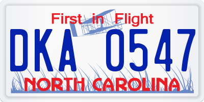 NC license plate DKA0547