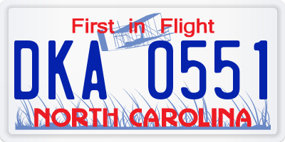 NC license plate DKA0551