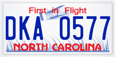 NC license plate DKA0577