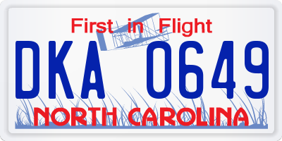 NC license plate DKA0649