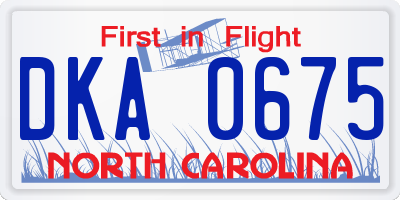 NC license plate DKA0675