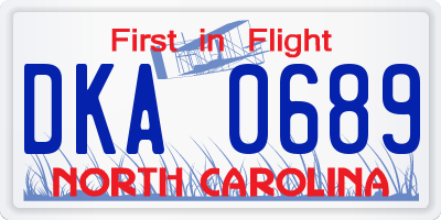 NC license plate DKA0689