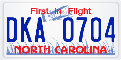 NC license plate DKA0704