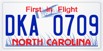 NC license plate DKA0709