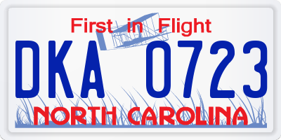 NC license plate DKA0723
