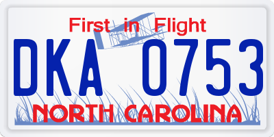 NC license plate DKA0753