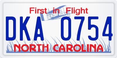 NC license plate DKA0754