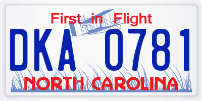 NC license plate DKA0781