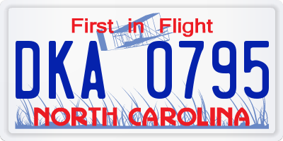 NC license plate DKA0795