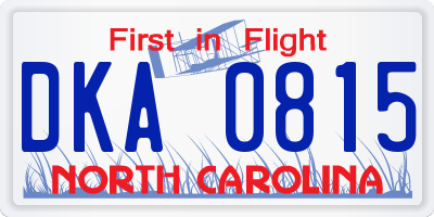 NC license plate DKA0815
