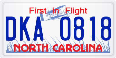 NC license plate DKA0818