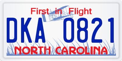 NC license plate DKA0821